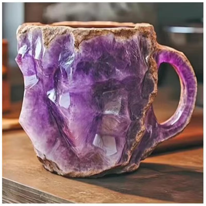 1PC Multi-Colored Mineral Crystal Coffee Mug,Natural Mineral Crystal Mug, Colorful Crystal Christmas Mugs,Christmas Gift New