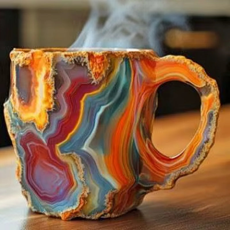1PC Multi-Colored Mineral Crystal Coffee Mug,Natural Mineral Crystal Mug, Colorful Crystal Christmas Mugs,Christmas Gift New