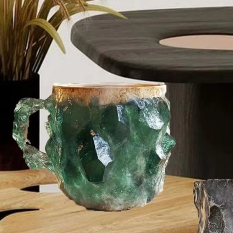 1PC Multi-Colored Mineral Crystal Coffee Mug,Natural Mineral Crystal Mug, Colorful Crystal Christmas Mugs,Christmas Gift New