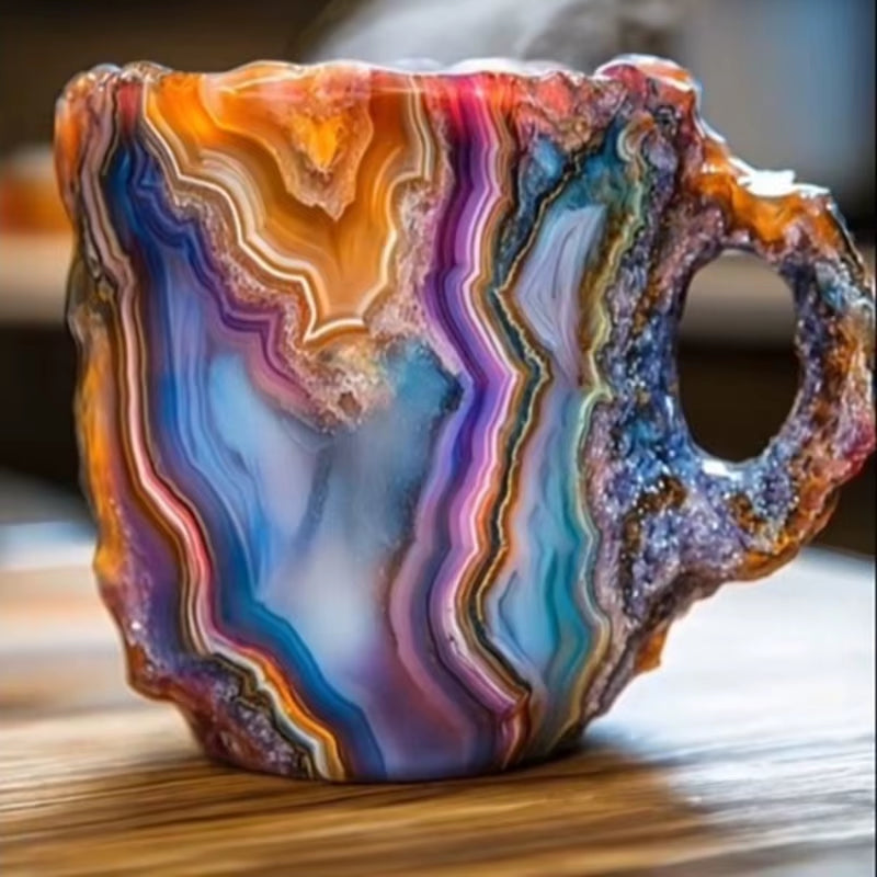 1PC Multi-Colored Mineral Crystal Coffee Mug,Natural Mineral Crystal Mug, Colorful Crystal Christmas Mugs,Christmas Gift New