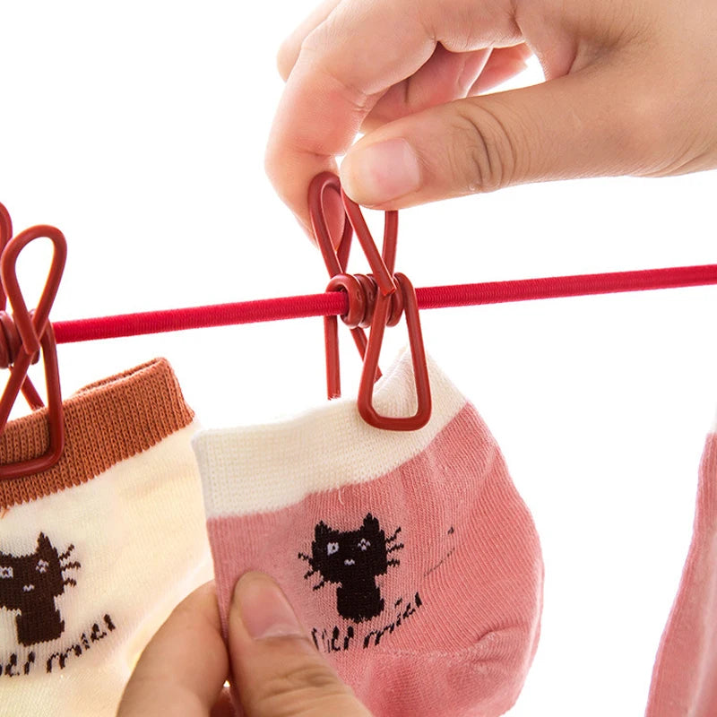 1.8M Portable Clothesline with 12 Clips Windproof Retractable Rack Clip Hangers Clothes Line Travel Supplies