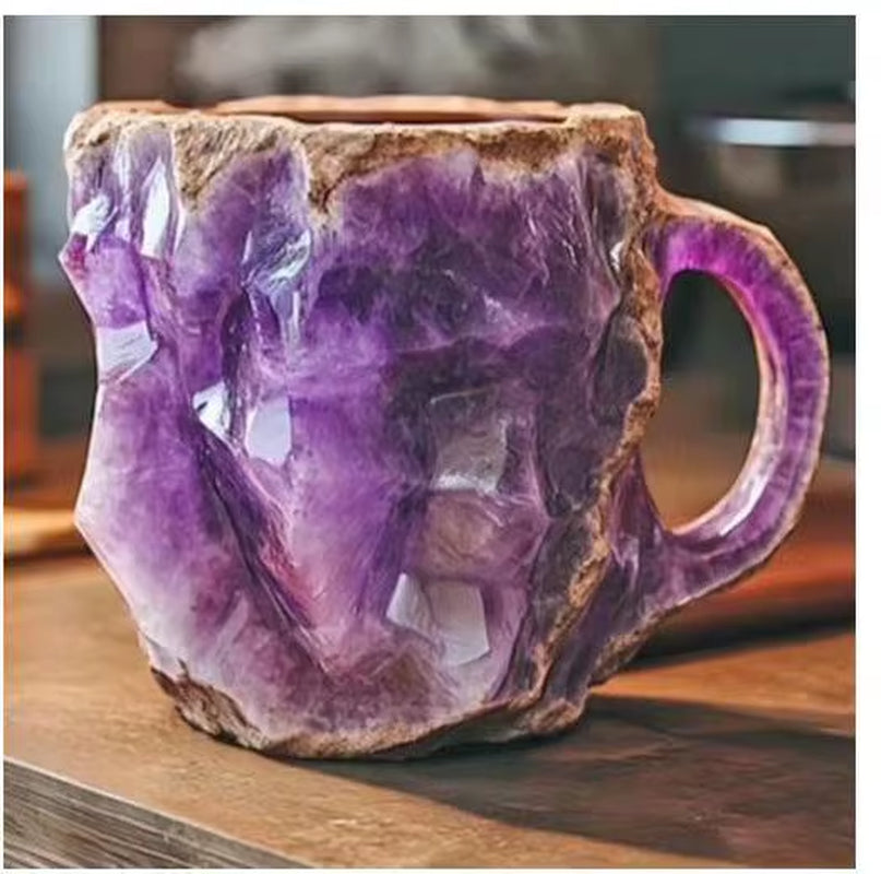 1PC Multi-Colored Mineral Crystal Coffee Mug,Natural Mineral Crystal Mug, Colorful Crystal Christmas Mugs,Christmas Gift New