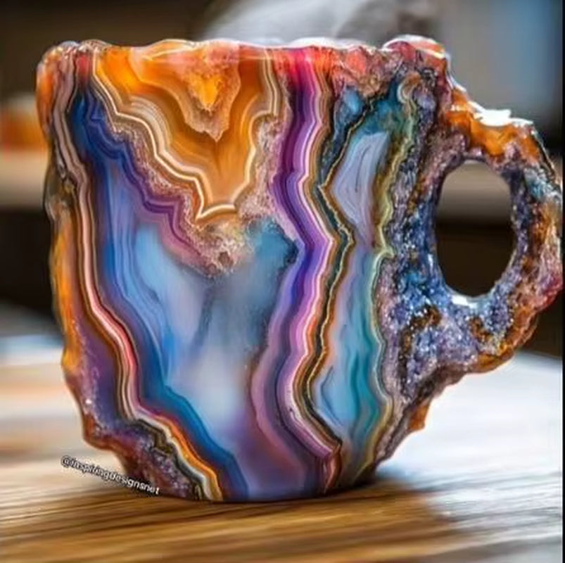 1PC Multi-Colored Mineral Crystal Coffee Mug,Natural Mineral Crystal Mug, Colorful Crystal Christmas Mugs,Christmas Gift New