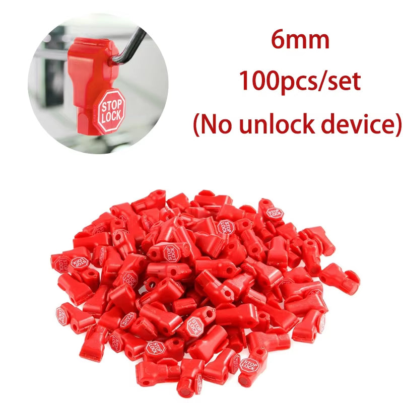 100Pcs 6Mm Plastic Anti-Theft Locks Unlock Device Retail Shop Supermarket Peg Hook Stop Lock Pegboard Safety Display Hook Lock