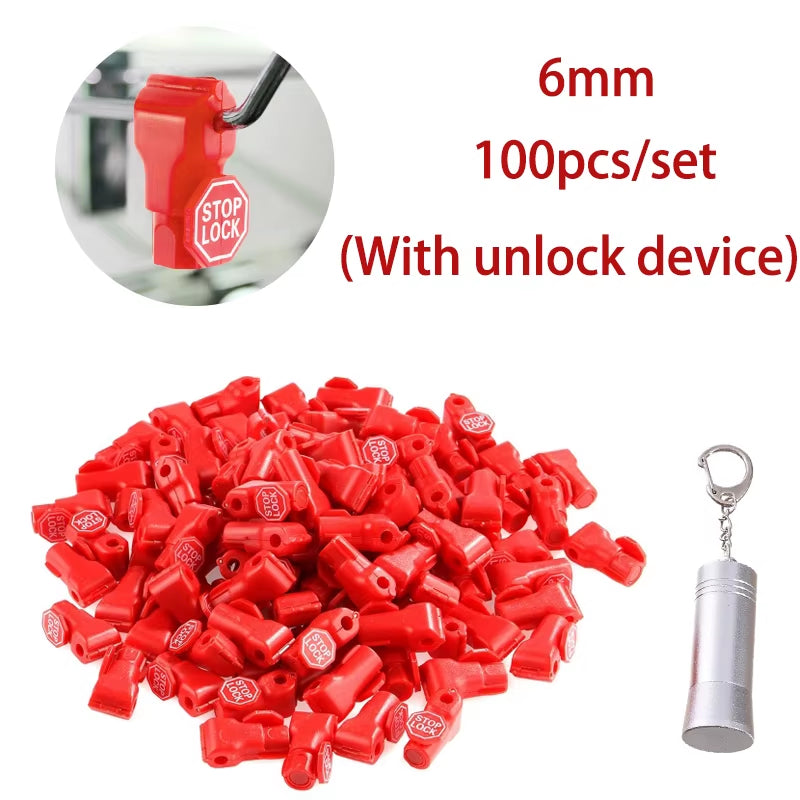 100Pcs 6Mm Plastic Anti-Theft Locks Unlock Device Retail Shop Supermarket Peg Hook Stop Lock Pegboard Safety Display Hook Lock