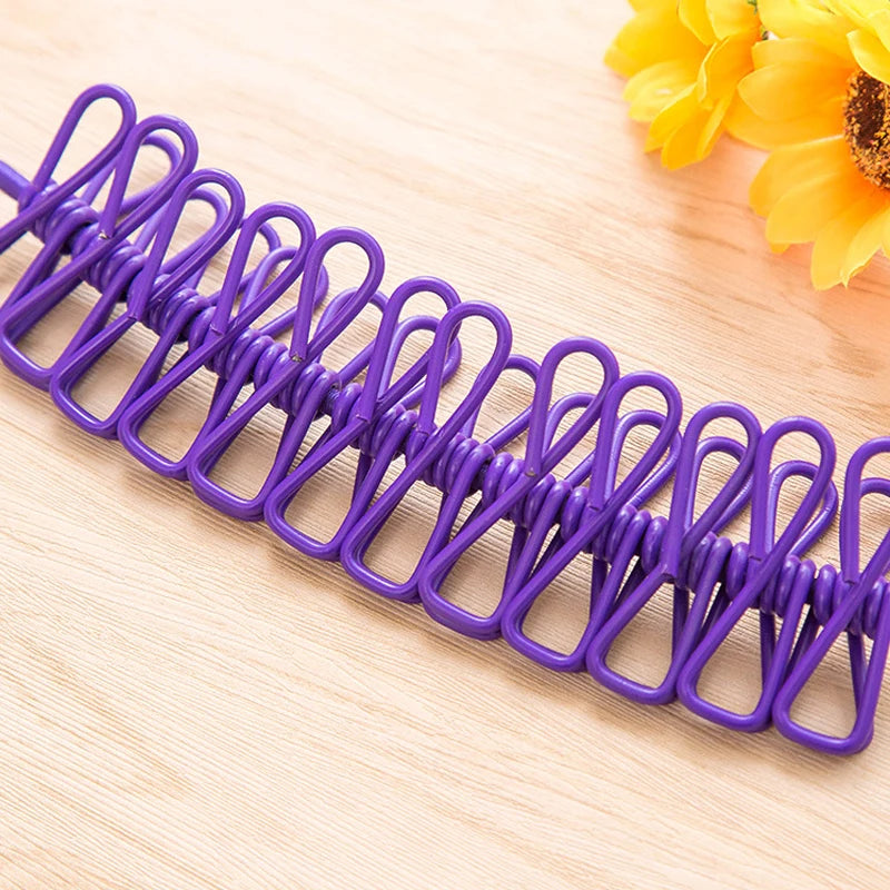 1.8M Portable Clothesline with 12 Clips Windproof Retractable Rack Clip Hangers Clothes Line Travel Supplies