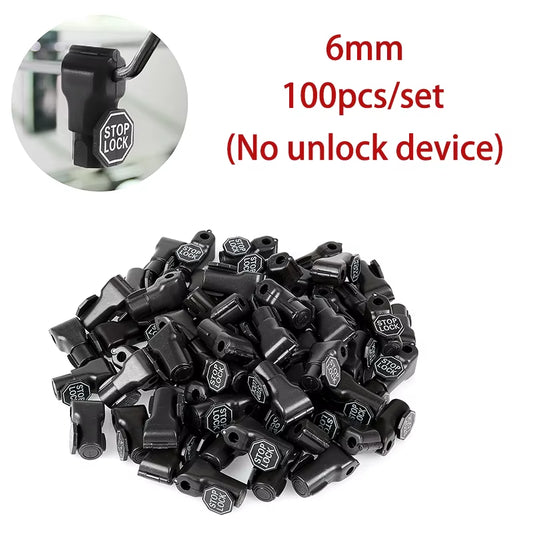 100Pcs 6Mm Plastic Anti-Theft Locks Unlock Device Retail Shop Supermarket Peg Hook Stop Lock Pegboard Safety Display Hook Lock